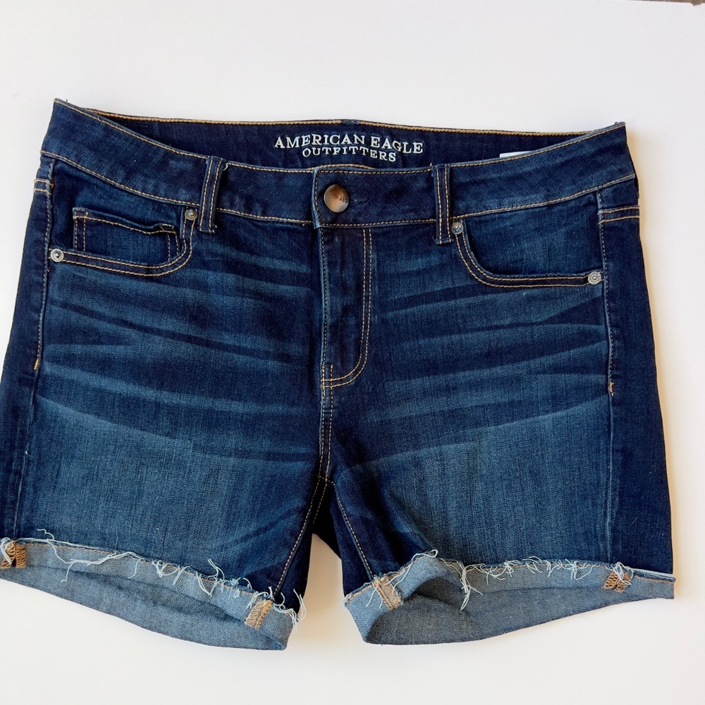American Eagle Outfitters Indigo Blue Distressed Denim Shorts
